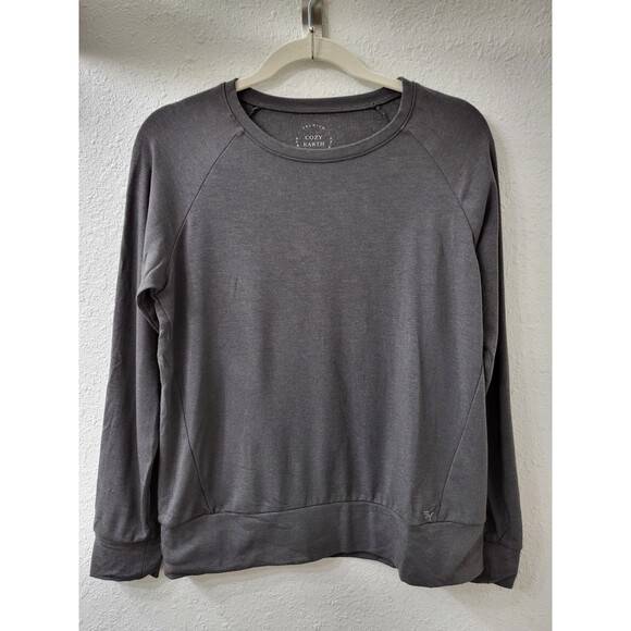 COZY EARTH Sweatshirt Women S Gray Bamboo Pullover Crewneck Charcoal Long Sleeve - Picture 1 of 6